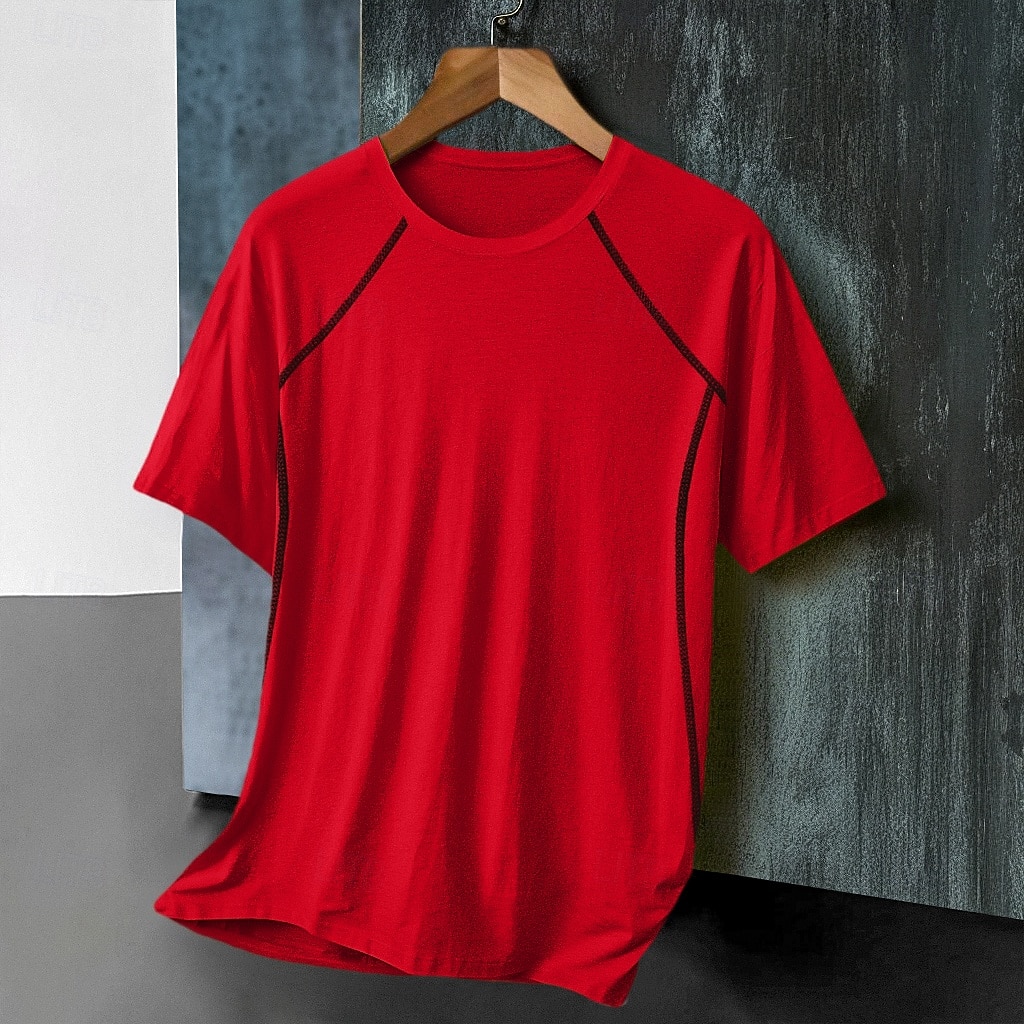 Men's T Shirt Muscle Shirt Moisture Wicking Shirts Short Sleeve Crew Neck Summer Plain Sports Lightweight Sporty Athletic Fitness Gyms Red black White Black Top Tee for Men 2026 - $10.99 –P8