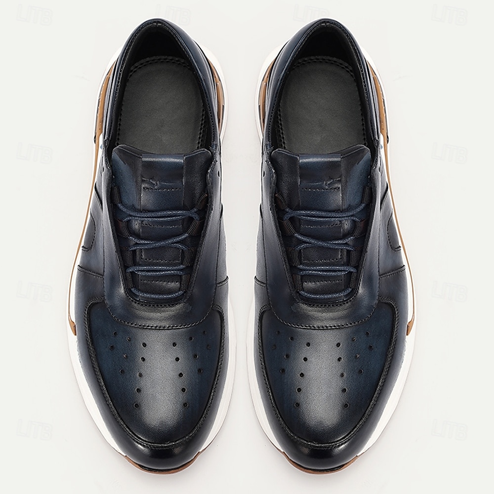Ανδρικά Φόρεμα πάνινα παπούτσια Δέρμα Ιταλικό πλήρες δέρμα αγελάδας Αντιολισθητικό Δαντέλα μέχρι πάνω Μαύρο Μπλε Καφέ 2026 - $99.99 –P5