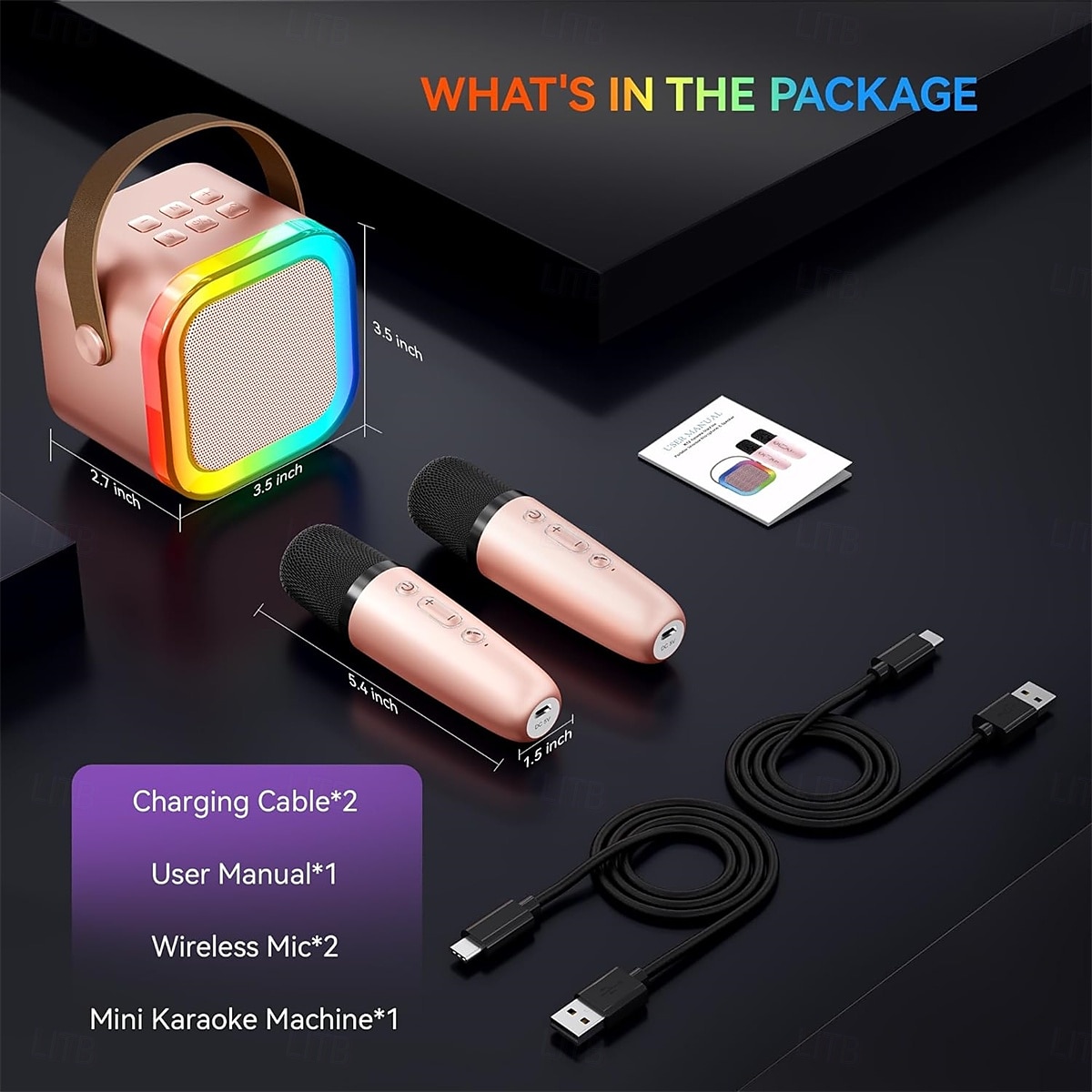 Mini Karaoke Machine Portable Bluetooth Mini Karaoke Microphone Singing Speaker with 2 Wireless Mic and Light  for All Smartphones 2025 - $41.99 –P7