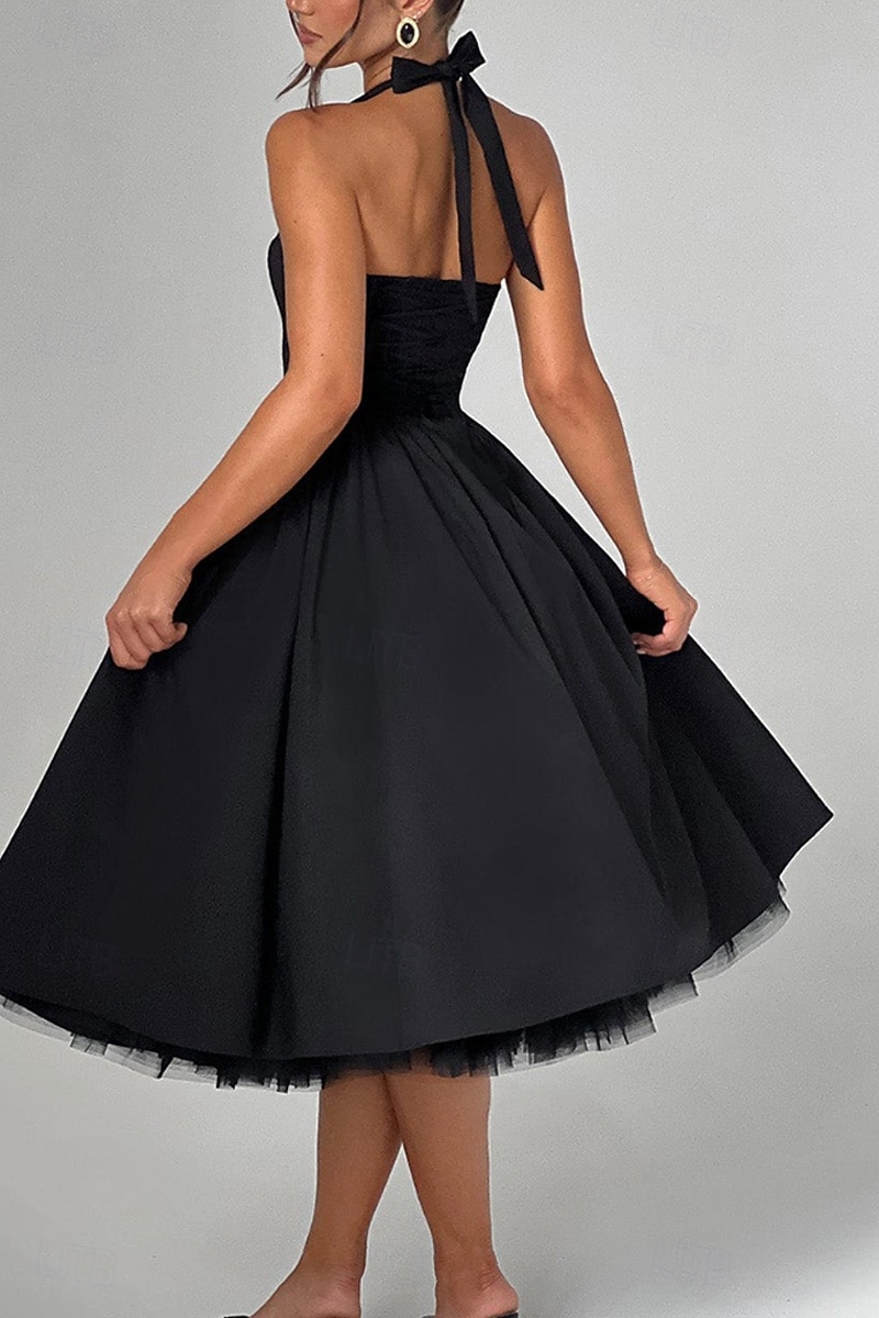 Pentru femei Rochii Midi Rochie albă Rochie de absolvire Modă Modern Zi de Naștere Concediu Absolvire Fit regulat Simplu Fără manșon Gâtul halter Negru Alb Roșu-aprins Vară 2025 - $32.99 –P12