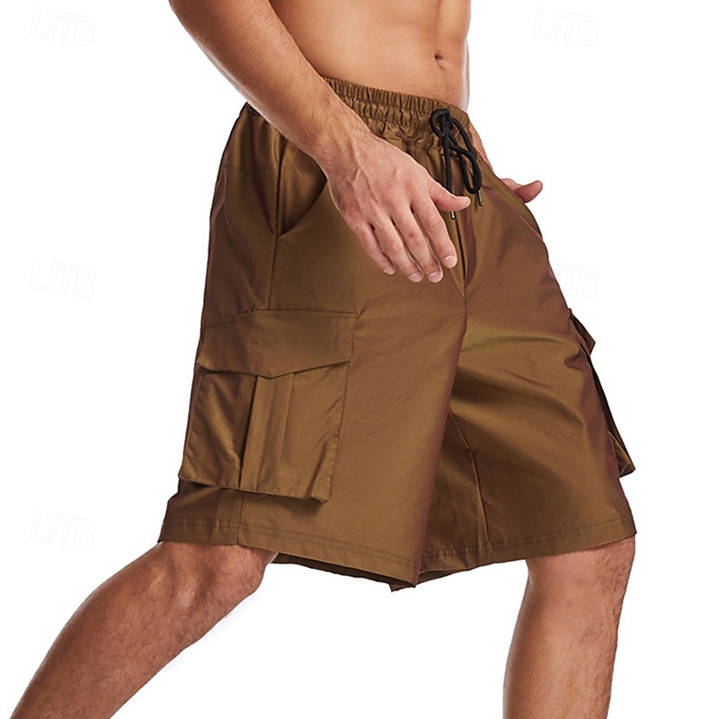 Men's Cargo Shorts Shorts Bermuda shorts Casual Shorts Baggy Multi Pocket Straight Leg Plain Breathable Moisture Wicking Knee Length Outdoor Casual Running Fashion Streetwear Red Blue Micro-elastic 2025 - $25.99 –P8