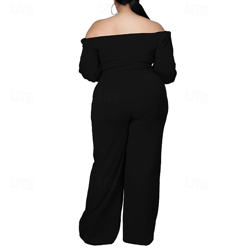 Women's Normal Jumpsuit Stylish Solid Color Half Sleeve Off Shoulder Cut Out Street Holiday Regular Fit Black White Red Summer 2026 - $31.99 –P9