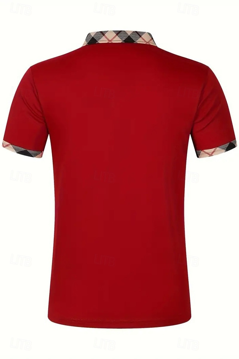Men's Golf Shirt Golf Polos Shirts Formal Work Lapel Short Sleeve Modern Comfortable Color Block Patchwork Buttons Summer Spring Regular Fit Wine Apricot Black White Dark Navy Orange Golf Shirt 2025 - $19.99 –P11
