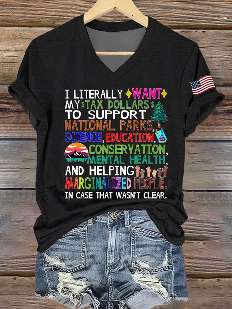 Pentru femei Tricou Grafic Scrisă Casual Manșon scurt În V Topuri obișnuite Zilnic Imprimeu Negru Alb Albastru piscină Trifoi Vară Primăvară 2025 - $19.99 –P1