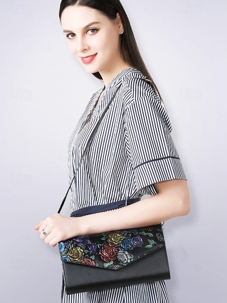 Women's Embossed Butterfly Floral Faux Leather Clutch - With Chain, Can Be Carried One Shoulder or Crossbody, Multi-compartment Zipper Pockets, Suitable for Daily Gatherings and Evening Party Events 2025 - $29.99 –P3