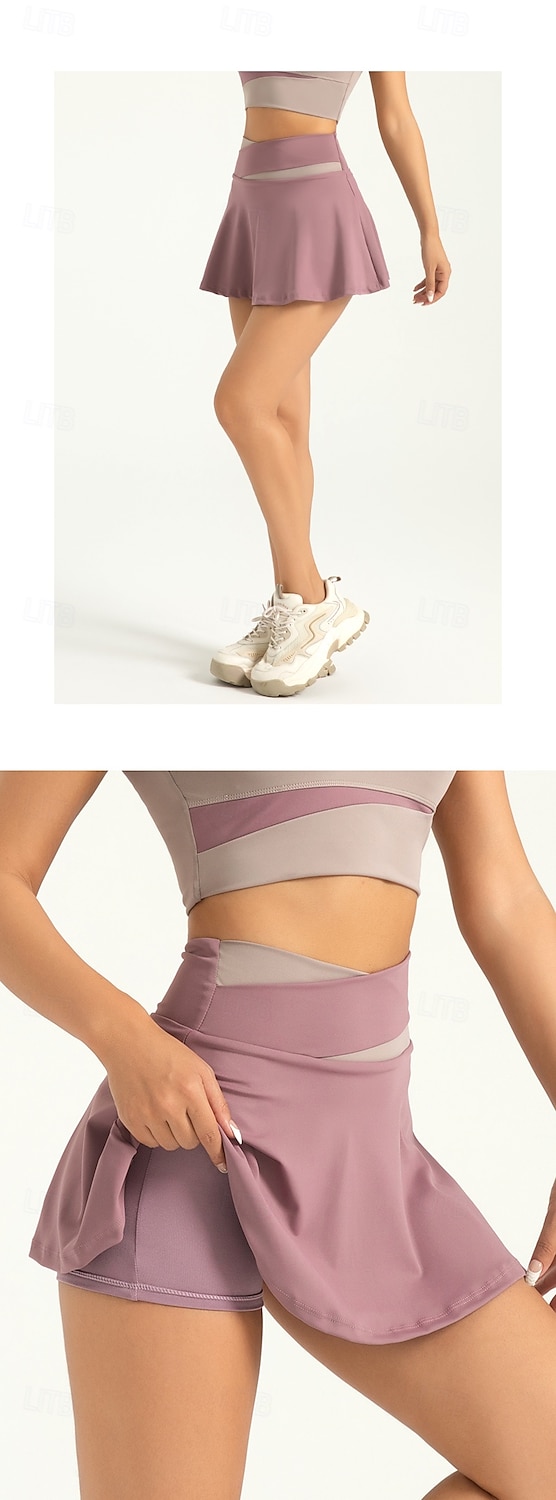 Dame Yogaskjørt 2 i 1 Høy Midje Yoga & Danse Sko Treningsøkt Pilates Bunner Fargeblokk Svart Navyblå Lilla sport Sportsklær Elastisk Tynn 2025 - $28.99 –P7