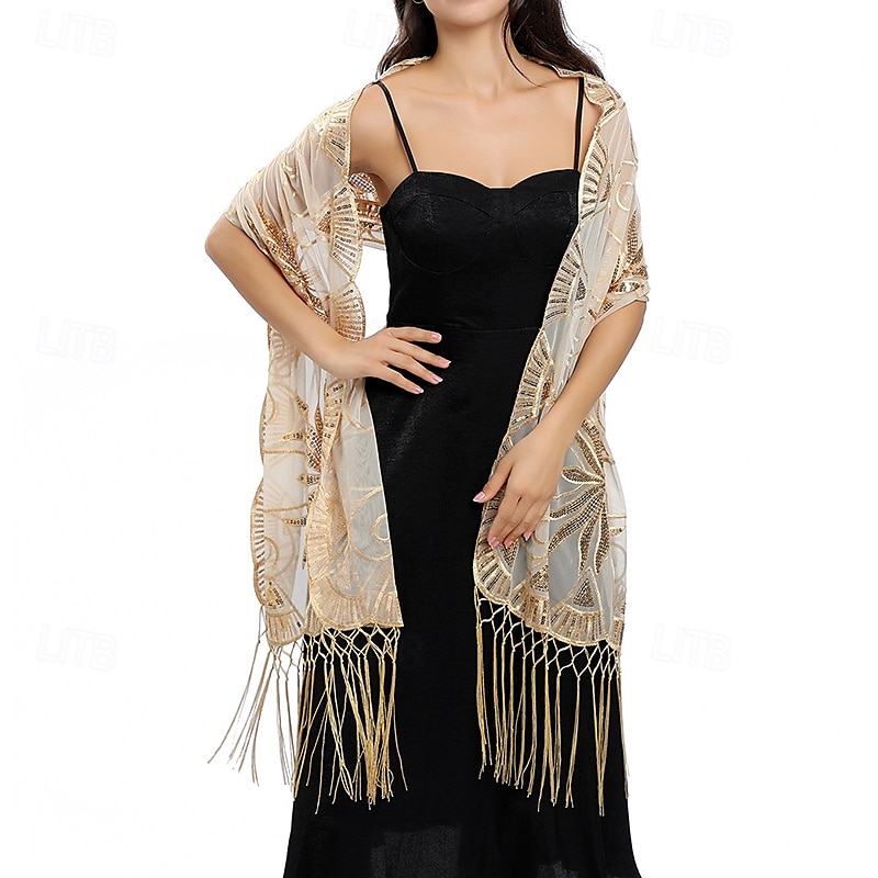 Scialle Donna Elegante Senza Maniche Poliestere Stole da matrimonio Con Nappa Per Feste Primavera & Estate del 2025 a $14.99 –P14
