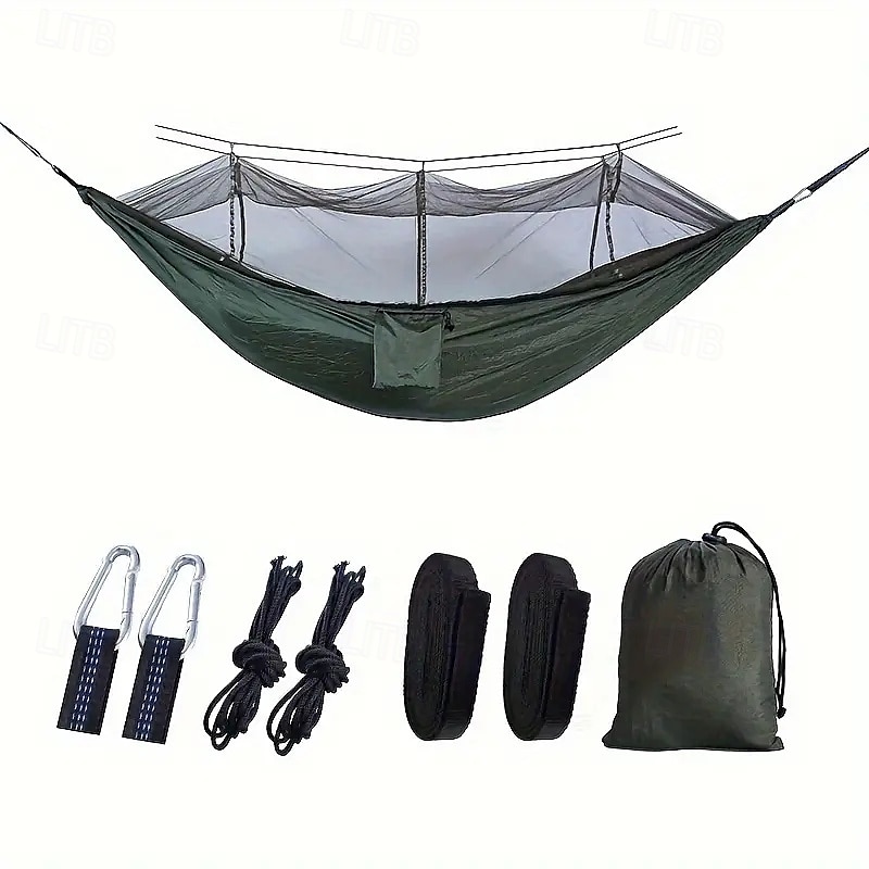 1 hamac de camping en nylon robuste avec moustiquaire - anti-insectes solaire auto-respirant comprenant une ceinture d'arbre et un sac de voyage d'aventure en plein air portable de 2025 ? $62.99 –P5