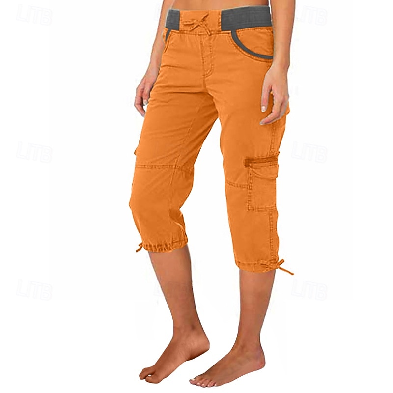 Per donna Pantaloni capri Pantaloni da paracadute Moda Streetwear Lunghezza al polpaccio Naturale Blocco di colori Coulisse Tasca Comodo All'aperto Confortevole Streetwear Uscire Rosso arancione del 2026 a $29.99 –P17