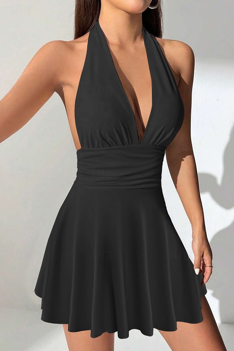 Per donna Mini Abito Abito Bianco Abito da laurea Moda All'aperto Compleanno Laurea Vestibilità regolare Semplice Senza Maniche All'americana Nero Bianco Rosso Estate del 2025 a $31.99 –P11
