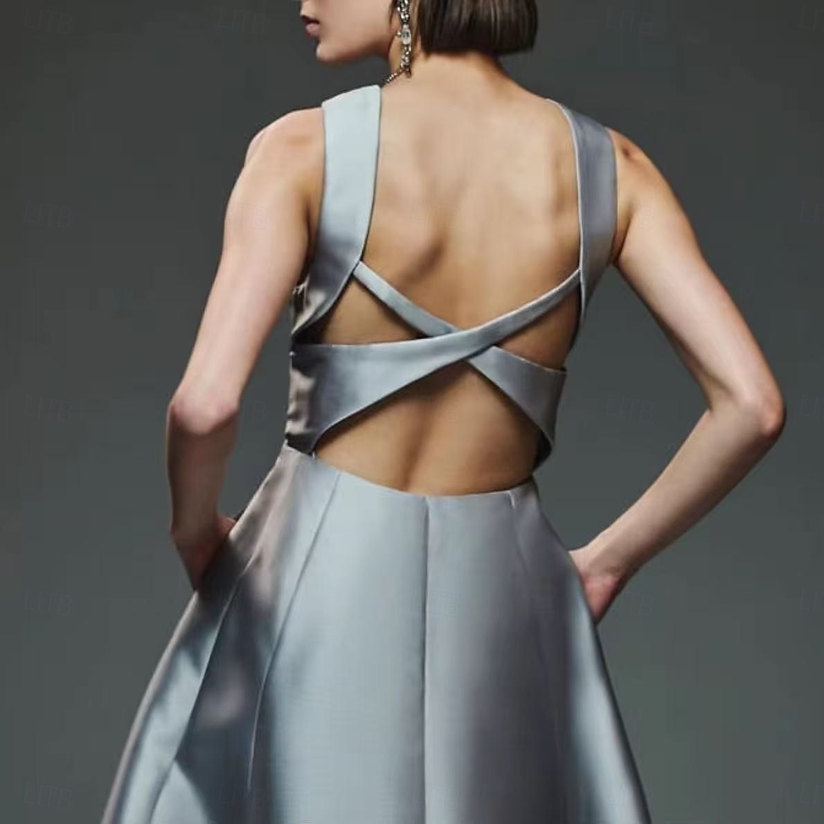 Robe de Soirée A-Line Robe de Fête Soirée Prom Longueur de Sol Sans Manches Col Ronde Coton Dos Nu avec Croisés de 2025 ? $133.99 –P3