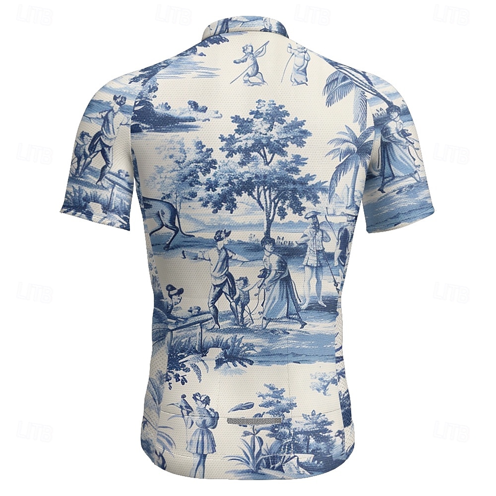 Homme Maillot Velo Cyclisme Manche Courte Cyclisme Tee-shirt Maillot avec 3 poches arrière VTT Vélo tout terrain Respirable Séchage rapide Conception anatomique Mèche Blanche Bleu Graphic Des sports de 2025 ? $20.79 –P9