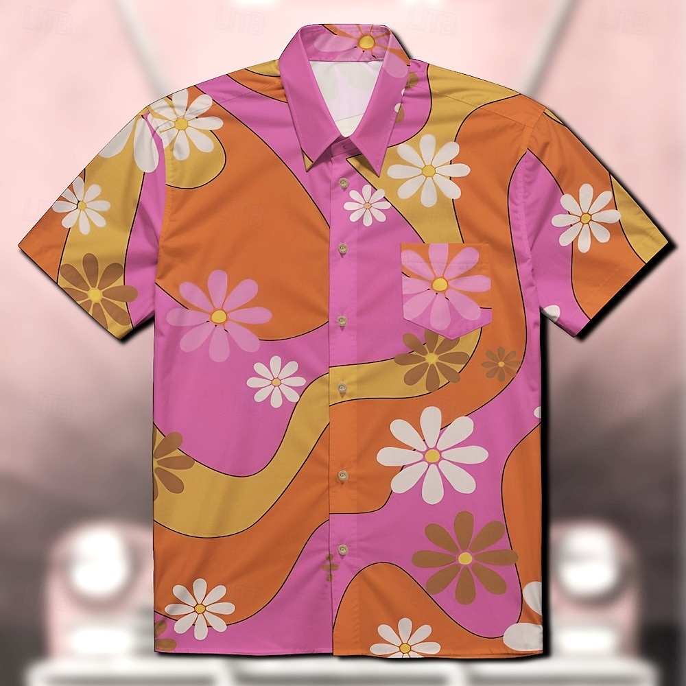 Retro 70. léta Tričko Aloha košile Hippie Disko Květinový Maškarní kostým Pánské Plesová maškaráda Dovolená Párty Pride Parade Dospělé Tričko 2025 - $20.99 –P3