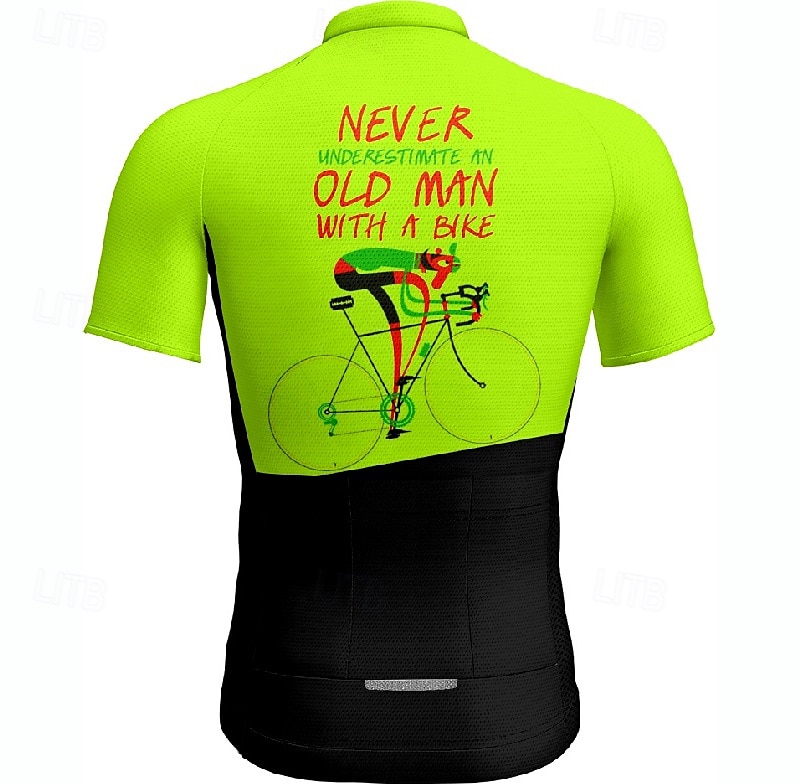 2025年 男性用 サイクリングジャージー 文字&番号 半袖 バイク Tシャツ ジャージー 3つのリアポケット付き マウンテンサイクリング 速乾性 人間工学デザイン ウィッキング 高通気性 スポーツ イエロー ブルー パープル 衣類  コレクション – $25.99 –P11