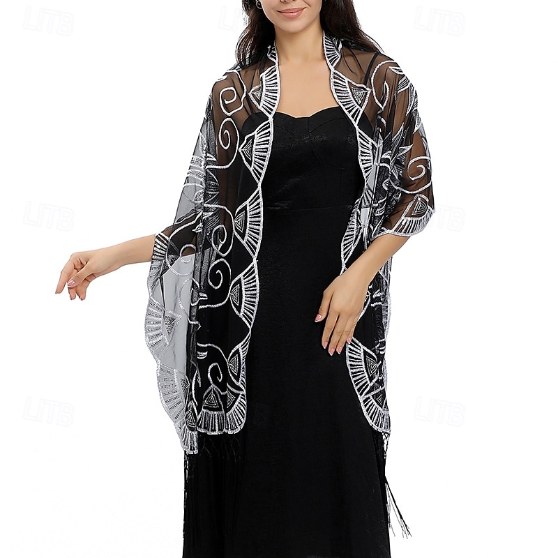 Scialle Donna Elegante Senza Maniche Poliestere Stole da matrimonio Con Nappa Per Feste Primavera & Estate del 2025 a $14.99 –P5