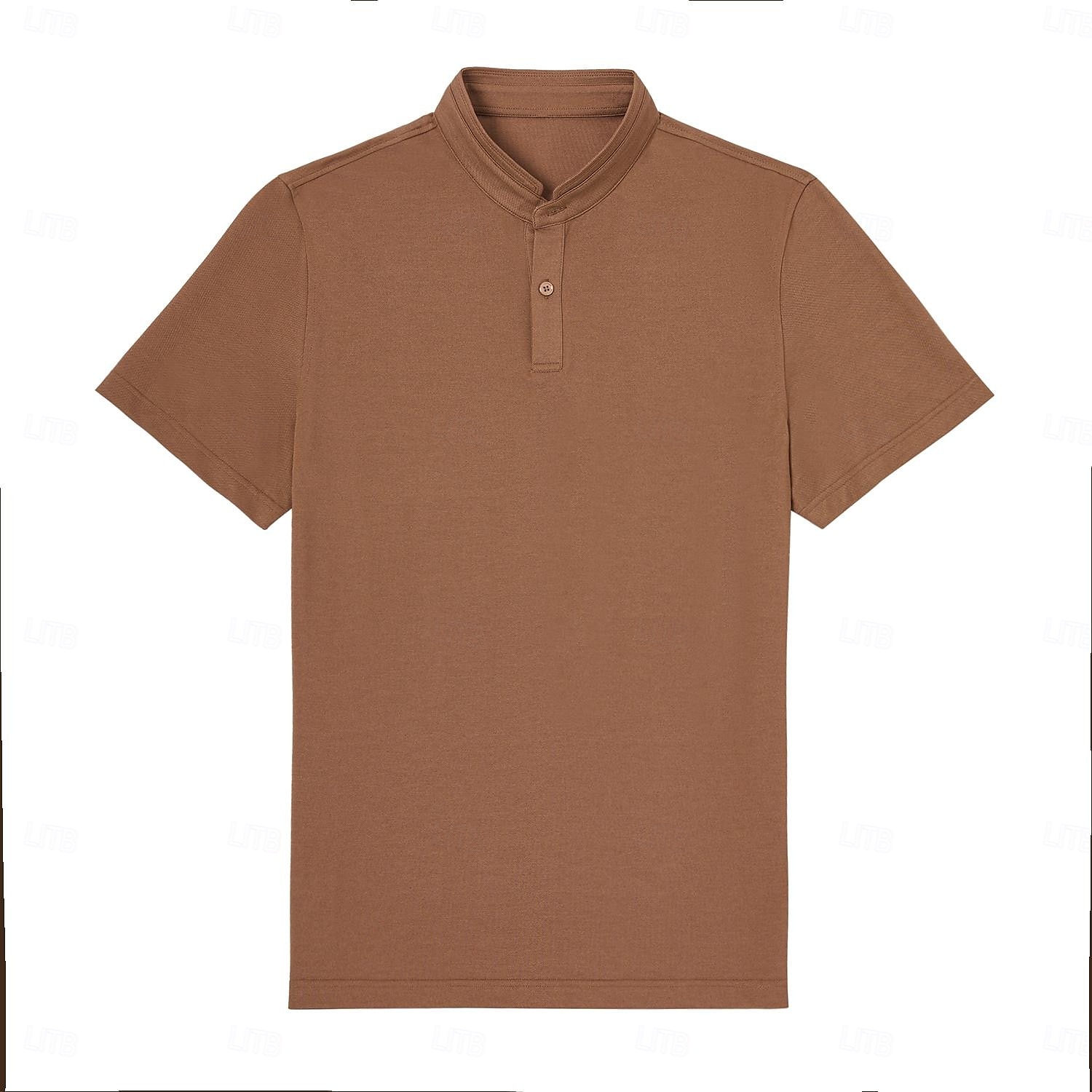 heren polo trui van zijde katoenmix, formeel werk, geribbelde kraag, korte mouwen, effen kleur, overhemd, zomer, donkergrijs, zwart, wit, kaki, grijs 2025 - $32.99 –P6