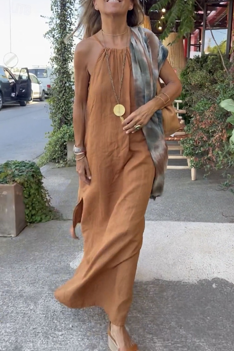 Per donna Abito Midi Abiti ispirati al lino Abito in cotone e lino Abito Sottoveste Moda Essenziale Classico All'aperto Quotidiano Ferie Vestibilità regolare Semplice Senza Maniche Spalline sottili del 2025 a $32.99 –P7