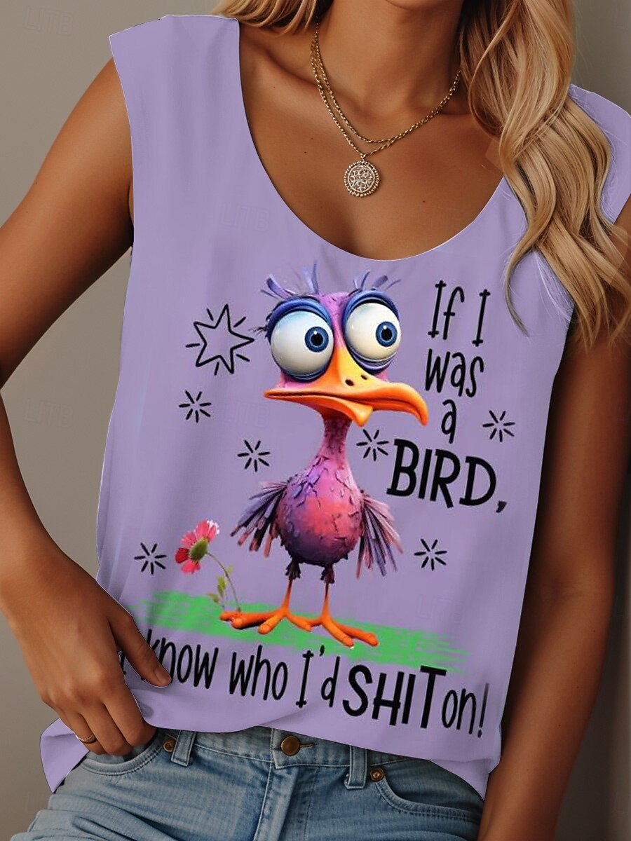 Pentru femei Camisole Tank Top Grafic Scrisă graffiti Zilnic Casual Fără manșon Stil Nautic Scoateți gâtul Topuri obișnuite Zilnic Imprimeu Negru Alb Roz Îmbujorat Albastru piscină Mov Vară Bird 2025 - $19.99 –P4