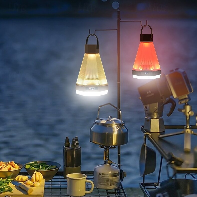 Luzes LED externas lanternas de acampamento com 6 modos de luz tipo C lâmpada de mão à prova d'água para acampamento caminhadas quedas de energia 1 unidade (preto/verde) de 2025 por $32.99 –P4