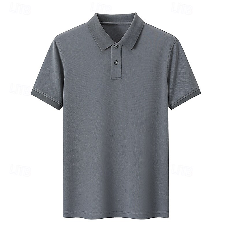 Herren Polo Strick-Polopullover Formell Arbeit Umlegekragen Kurzarm Einfarbig Button-Down Frühling Wein Dunkelgrau Schwarz Weiß Hellgrün Khaki Polo 2025 - $32.99 –P14