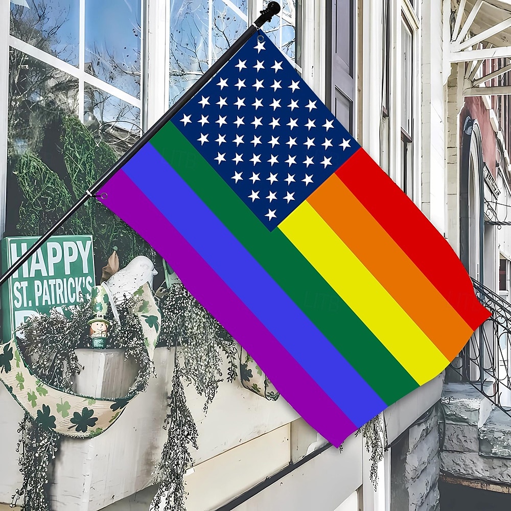 2025年 6月プライド月間 LGBTQ LGBT プライドフラッグ レインボー ハッピープライド屋外装飾 屋内用 グロメット付き 家庭 庭装飾 休日バナーサイン  コレクション – $10.49 –P6