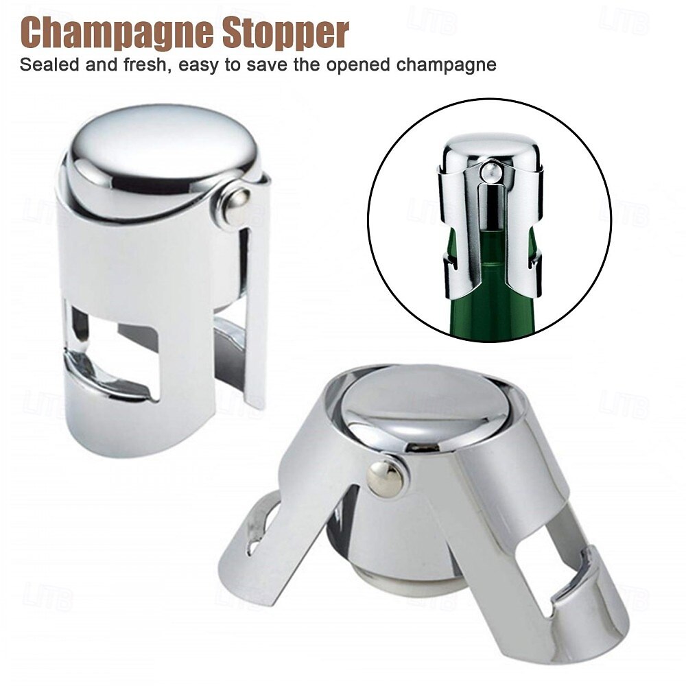 Stainless Steel Champagne Bottle Stopper Vacuum Sealed Sparkling Champagne Wine Bottle Saver Stopper Cap Bottle Opener Bar Tool Portable Stainless Latches Champagne Sparkling Wine Bottle Stopper 2026 - $9.99 –P3