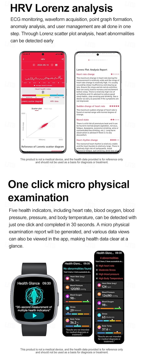 Smart Watch Blood Glucose ECG Blood Pressure Body Temperature Monitor Android iOS IP68 1.75 2025 - $69.99 –P5