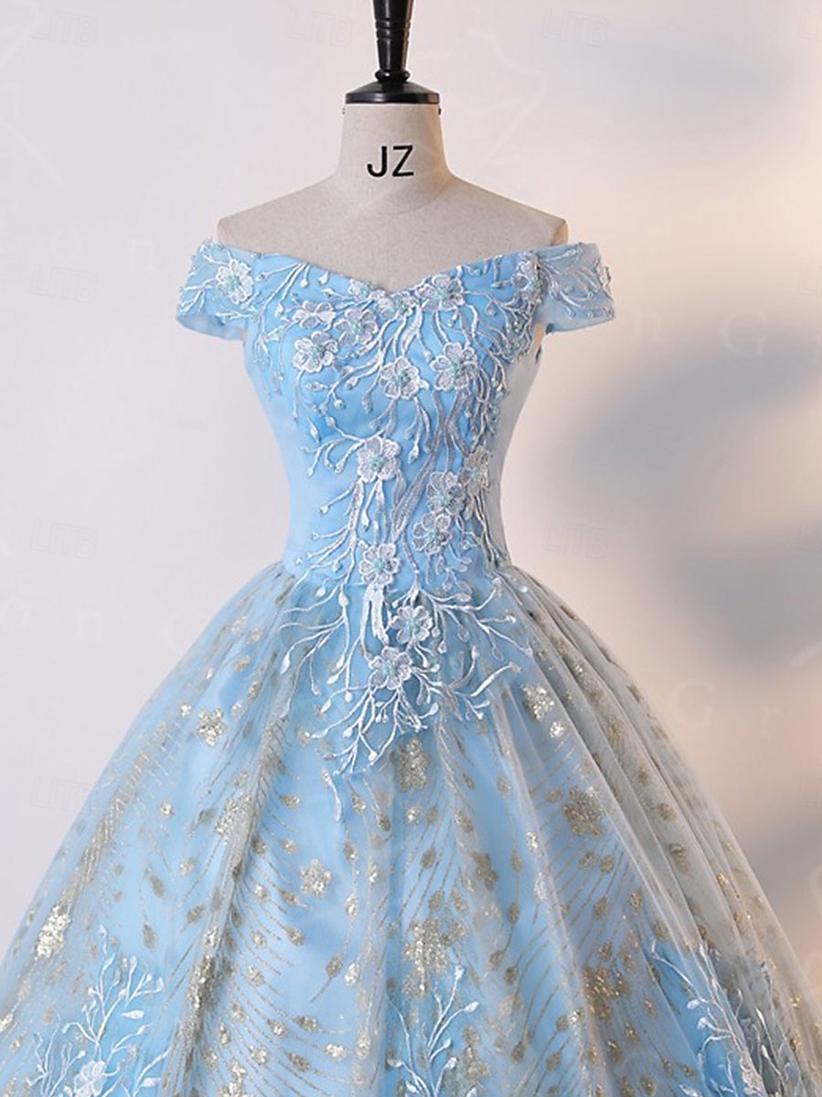 Plesové šaty A-Linie Šaty Quinceanera Elegantní Šaty Svatební Svatební host Na zem Bez rukávů Pod rameny Krajka S hlubokým výstřihem na zádech s Sklady Flitry 2025 2025 - $114.99 –P2