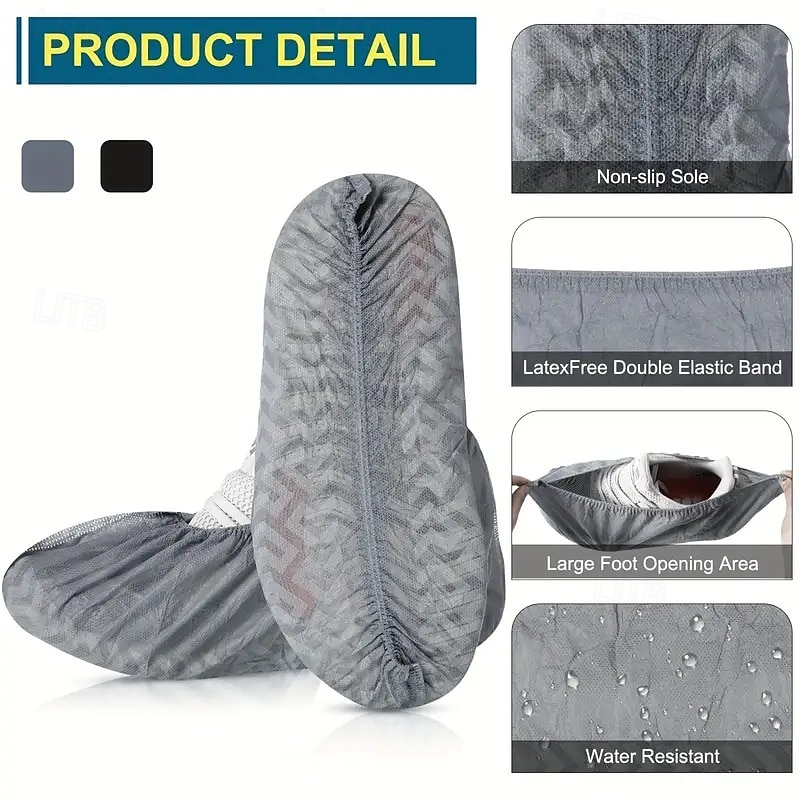 50 Pairs Extra Large Disposable Boot and Shoe Covers Non Slip Water Resistant Reusable Booties Shoe Covers Fits US Men's Size 10.5 Women's 12 Size 2025 - $14.49 –P2