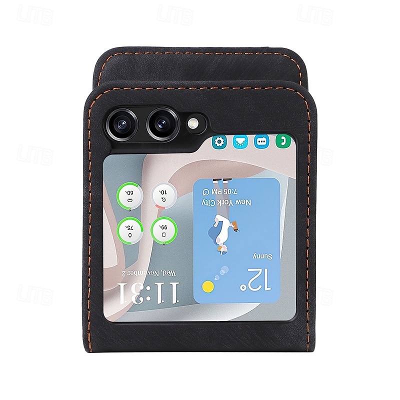 Phone Case For Samsung Galaxy Z Flip 6 Z Flip 5 Z Flip 4 Z Flip 3 Back Cover Card Slot Shockproof Retro TPU PU Leather 2025 - $15.99 –P11