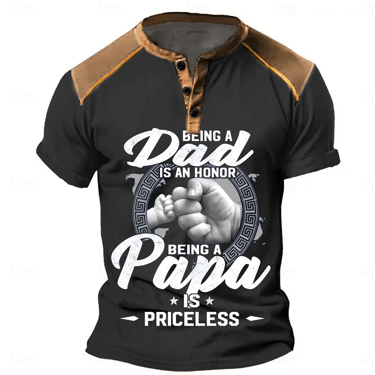Maglietta Grafica da Uomo Henley 'Essere Papà È Un Onore Essere Nonno È Inestimabile' Regalo per la Paternità Maniche Corte del 2026 a $22.99 –P3