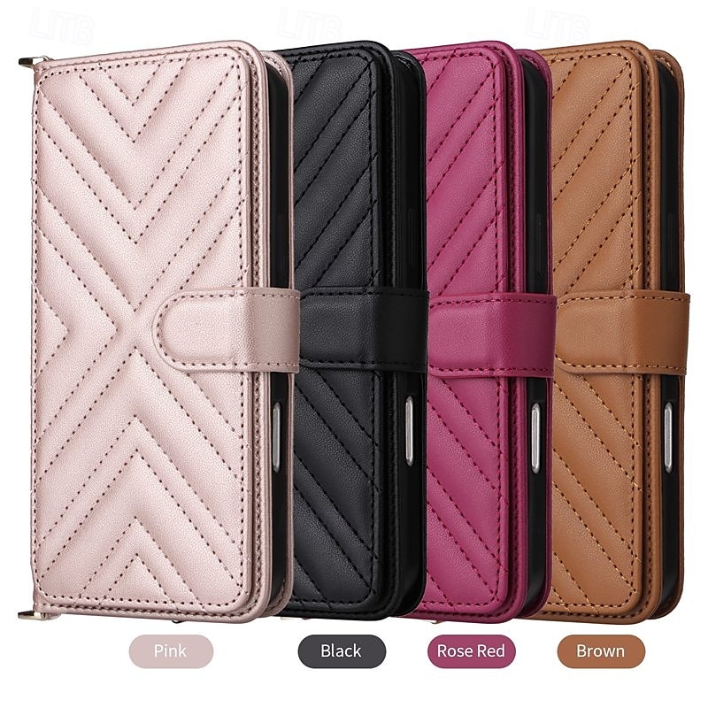 Phone Case For iPhone 16 Pro Max Plus iPhone 15 Pro Max Plus iPhone 14 13 12 11 Pro Max Plus Flip Cover with Stand Holder with Lanyard with Wrist Strap Retro TPU PU Leather 2025 - $27.99 –P1