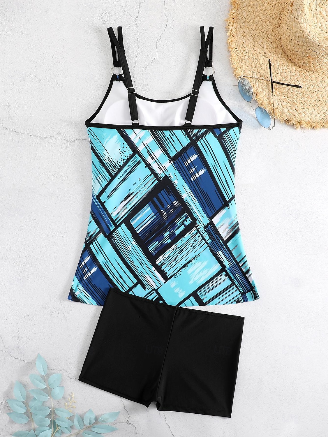 Dam Plusstorlekar Badkläder Tankini 2 st Längre baddräkt Pojkeben Baddräkt Hög midja Stickat Stylish Sportig Paisley Genomskinlig Rund hals Ärmlös Baddräkter 2025 - $24.99 –P12