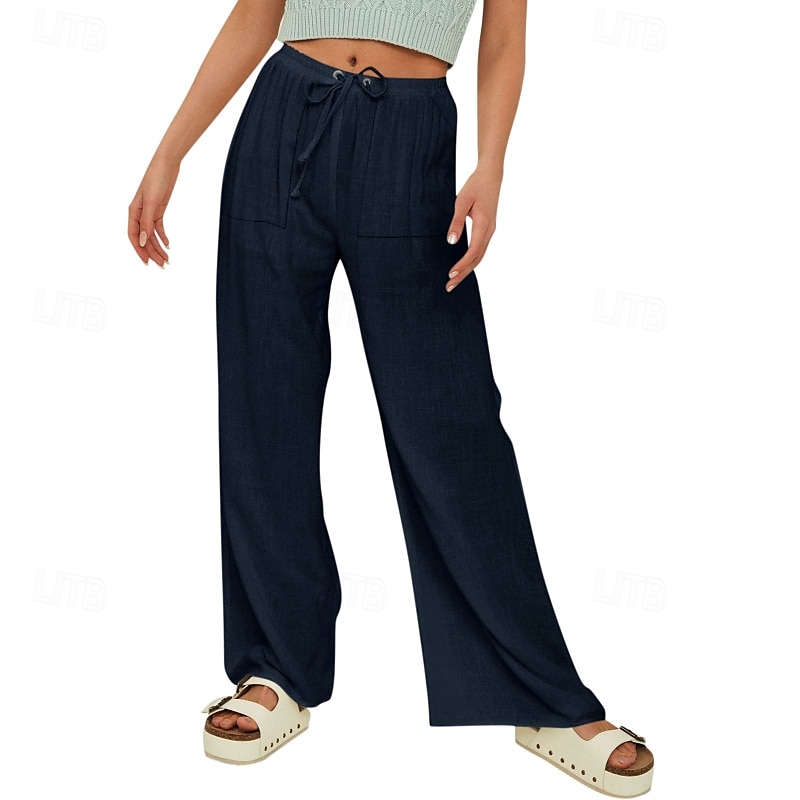 Femmes Short en coton et lin Pantalon inspiré du lin Pantalon en coton et lin Streetwear Occasionnel Longueur complète Naturel Uni Avec Poches Conception à cordon élastique Confortable Extérieur Rue de 2025 ? $24.99 –P8