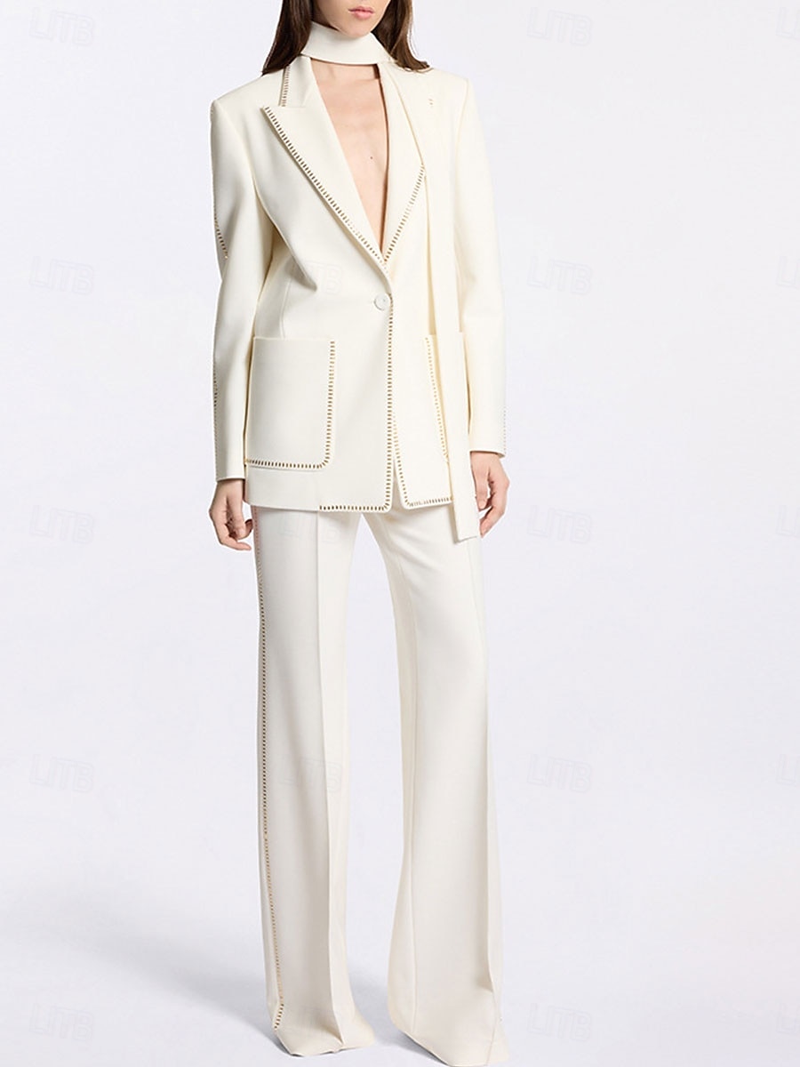 Garnitur Matki Panny Młodej Elegancka Koszula Długi Rękaw Chiffon Długość do Podłogi z Jednym Kolorem 2025 - $169.99 –P1