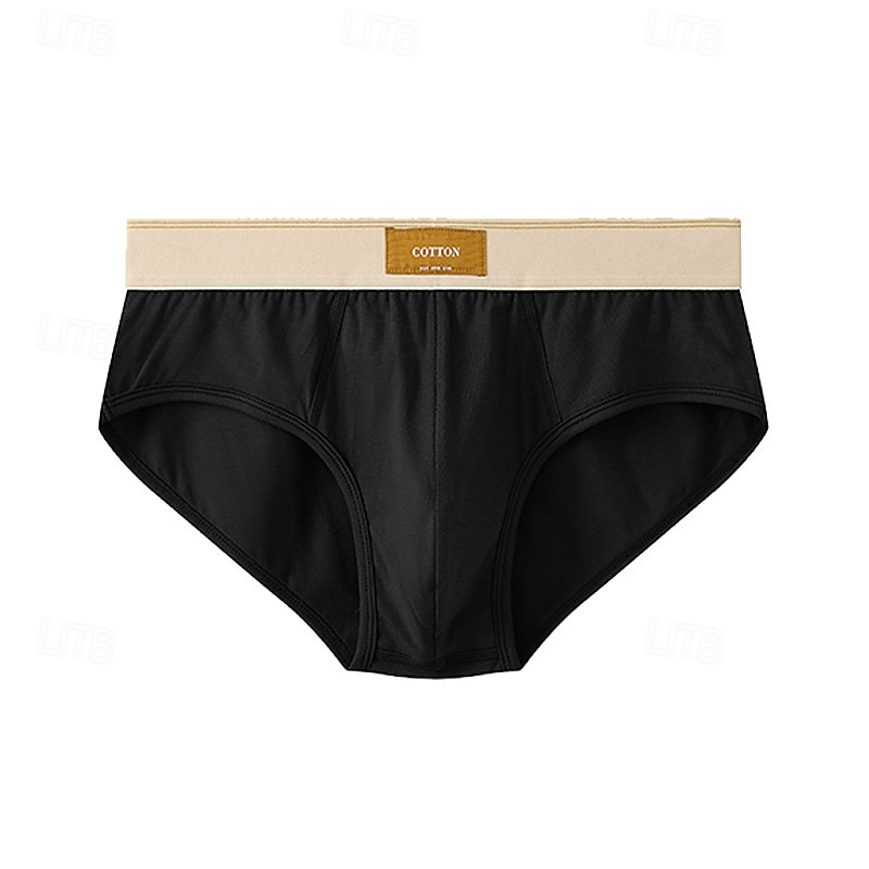 Homme 1 Pièce Culottes Basiques Slip Patchwork Polyester Respirant Doux Confortable Uni Taille Basse Noir Marron de 2025 ? $8.99 –P7