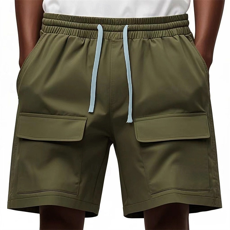 Homme Shorts cargo Shorts d'été Bermuda Short décontracté Cordon de serrage Multi-poches Jambe Droite Uni Respirant Évacuation de l'Humidité Longueur Genou Extérieur Occasionnel Course Mode Streetwear de 2025 ? $21.99 –P5