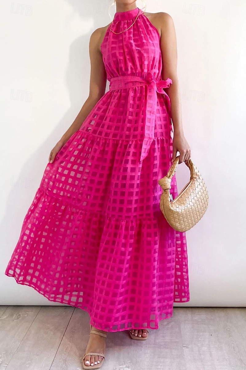 Femmes Robe Longue Maxi Robe Robe de remise des diplômes Robe à col licou Mode Moderne Fête Remise des Diplômes Date Coupe régulière Uni Sans manches Col Halter Cyan Noir Violet Claire Vert Été de 2025 ? $27.99 –P6