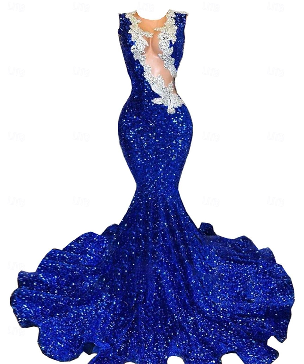 Meerjungfrau  Trompete Abendkleid Partykleid Abendparty Abschlussball Sweep  Brush Zug Ärmellos Schmuckstein-Ausschnitt Spandex mit Glitzer Perlen Pailletten 2025 - $245.99 –P8
