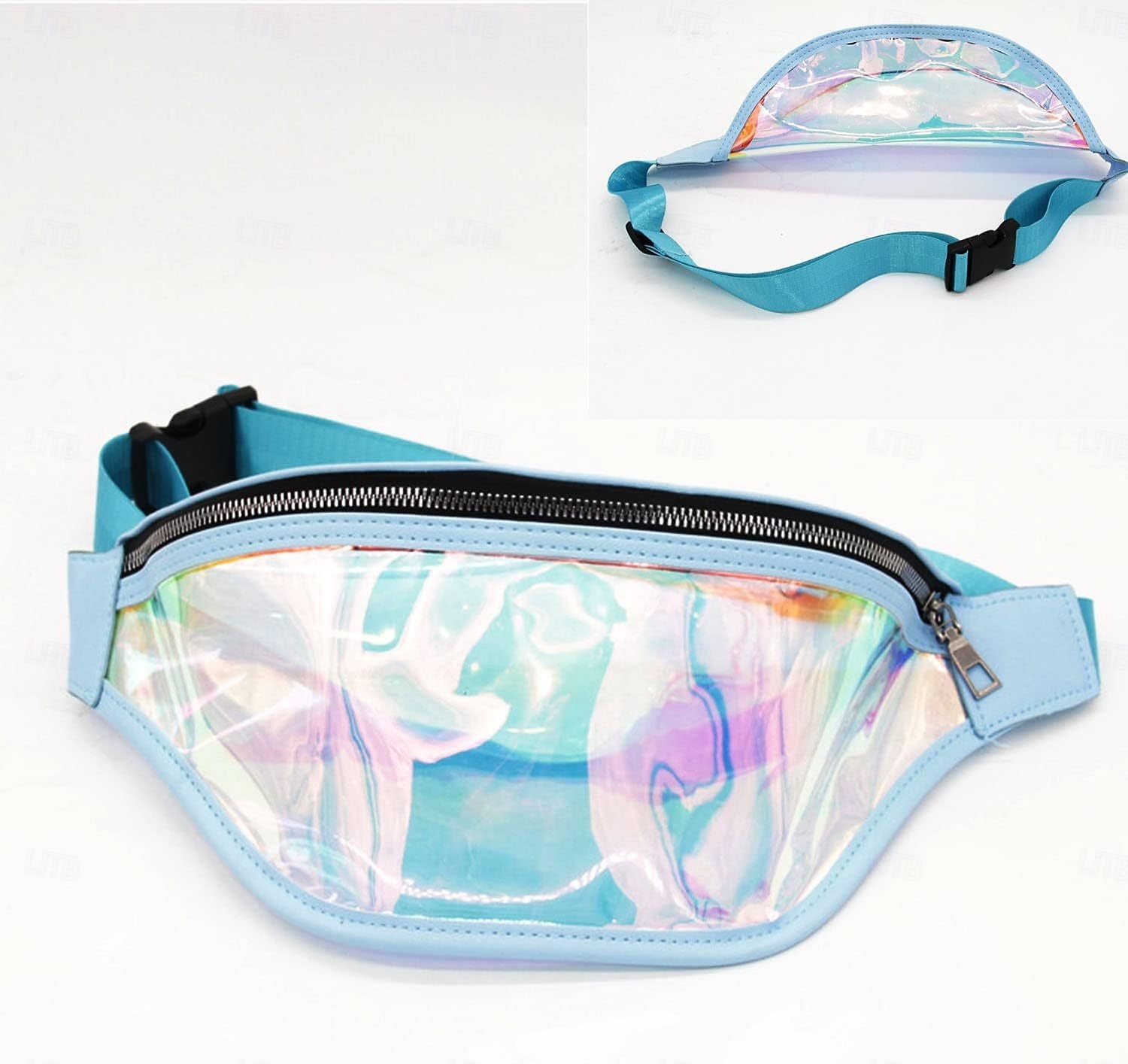 Sac banane en TPU coloré, sac de poitrine laser pour femme, sac à bandoulière de course en plein air imperméable, sac suspendu en PVC transparent de 2025 ? $9.99 –P4