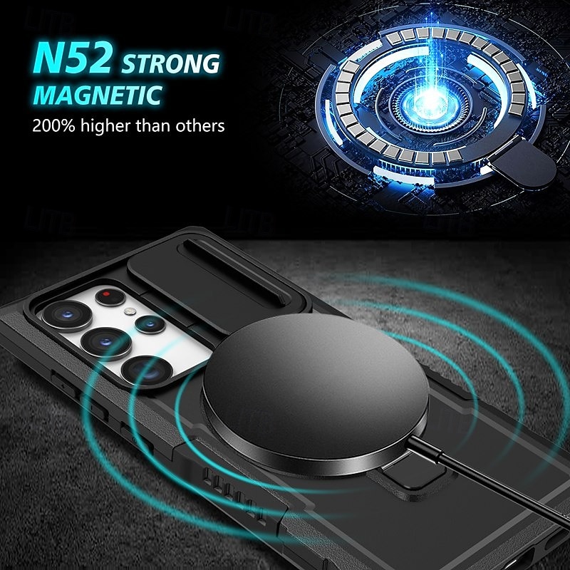 2025年 Samsung Galaxy S24 Ultra Plus S24 FE S23 Ultra Plus S22 Plus Ultra用電話ケーススタンドホルダー付きマグネットサポートワイヤレス充電レトロPC コレクション – $17.99 –P9