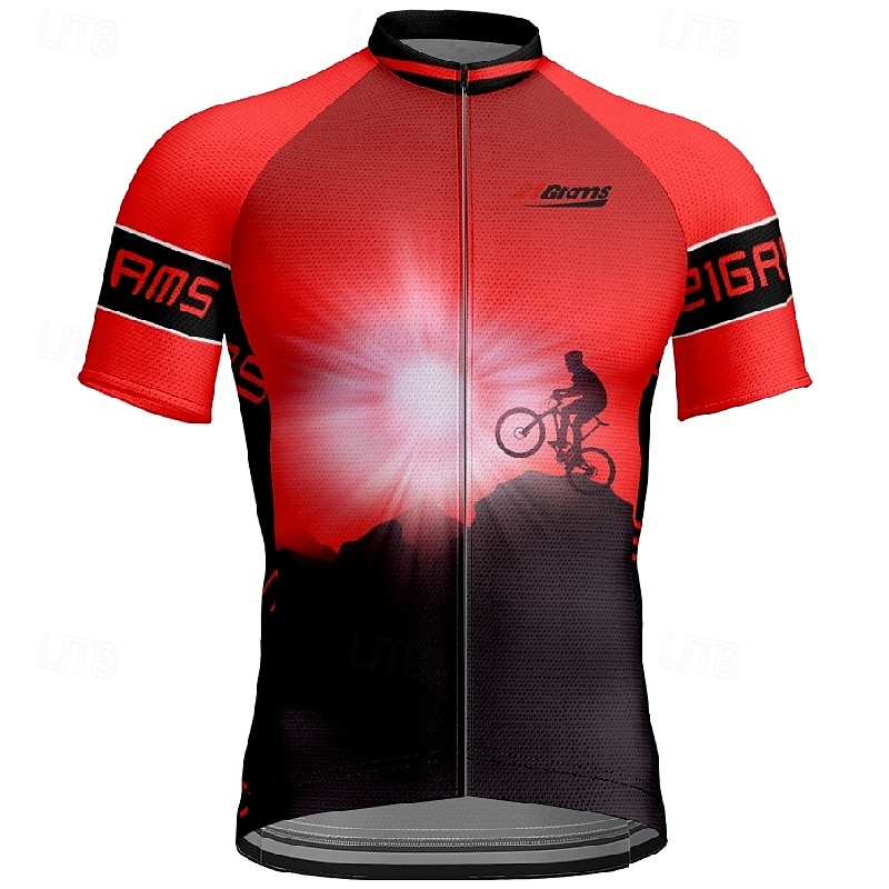 Men's Cycling Jersey Short Sleeve Bike Tee Tshirt Jersey with 3 Rear Pockets Mountain Bike MTB Breathable Quick Dry Anatomic Design Wicking Wine Red Yellow Red Sports Clothing Apparel 2025 - $28.99 –P13
