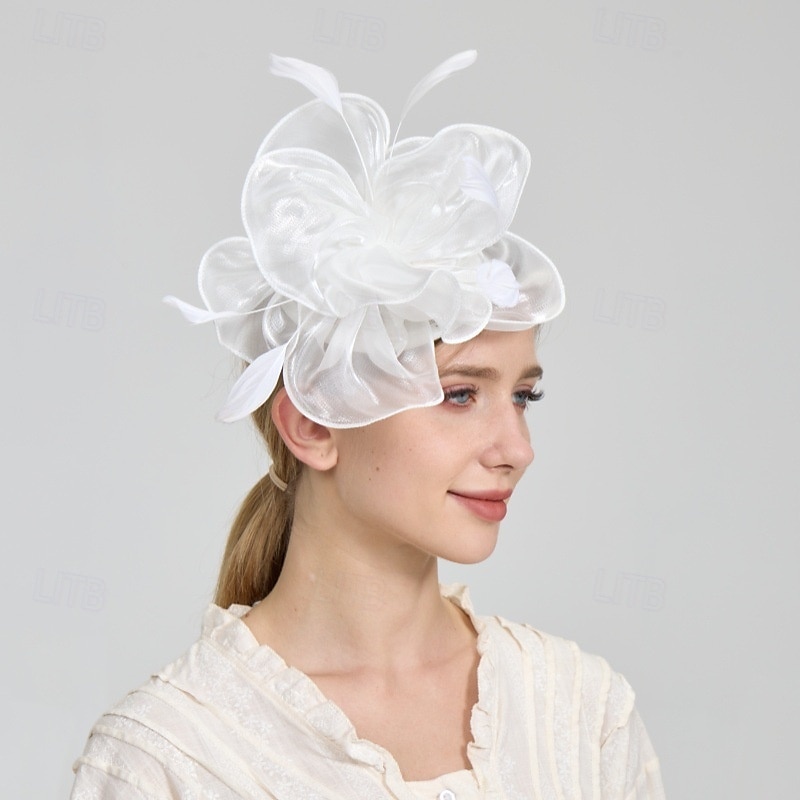 Helm Organza Bruiloft Avond Feest Elegant Bruiloft Met Pure Kleur Helm Hoofddeksels 2025 - $12.99 –P2