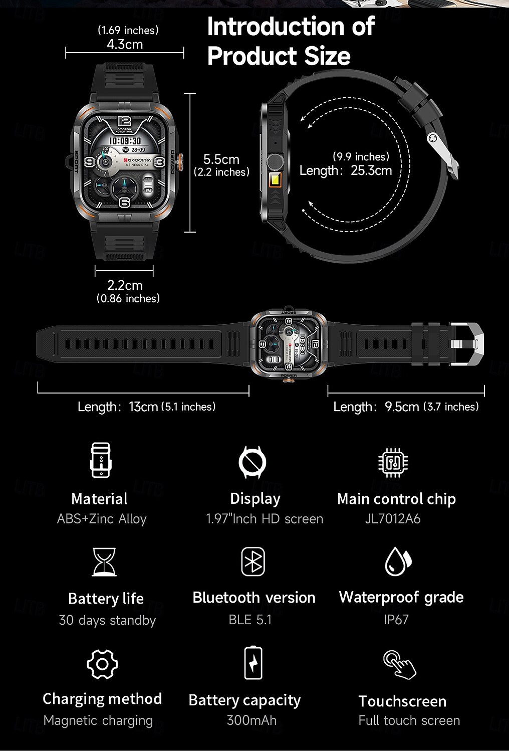 Умные часы ZW69 с LED-фонариком 1,97-дюймовым AMOLED экраном 390 * 450 полное сенсорное управление Bluetooth-звонки несколько спортивных режимов 2025 - $47.99 –P20