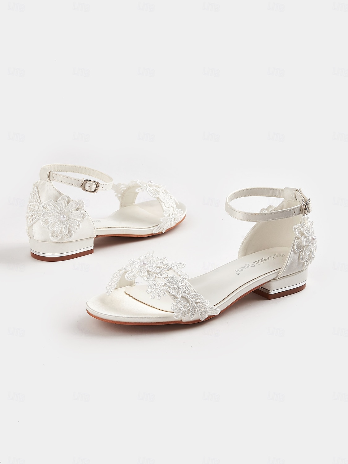 Witte kanten bruidssandalen voor dames – elegante bruidsschoenen voor bruiloften in de buitenlucht en op het strand 2025 - $42.99 –P4