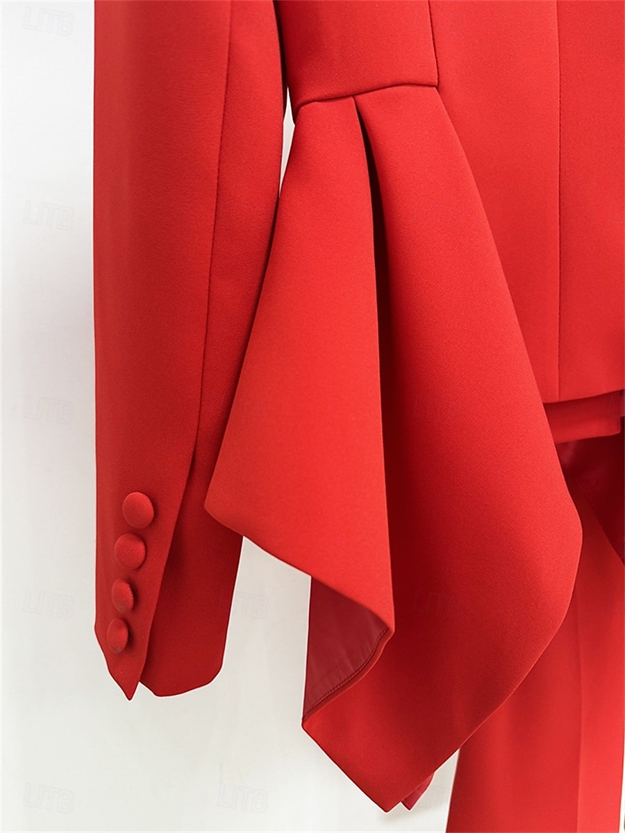 Pantsuit Mother of the Bride Pansuit Elegant Simple V Neck Floor Length Long Sleeve with Ruffles 2025 2025 - $129.99 –P8