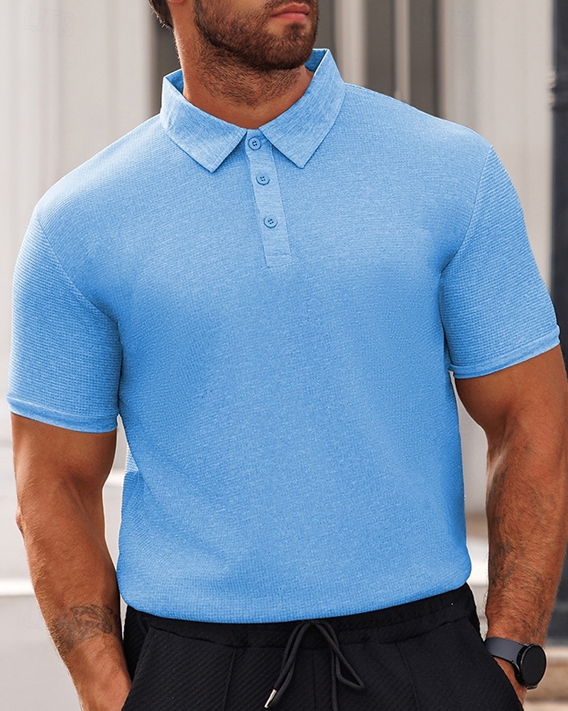 Herren Poloshirts zum Suchbegriff: "Waffel" Golfhemd Arbeit Casual Kargen Kurzarm Basic Modern Glatt Knopf Sommer Frühling Regular Fit Schwarz Weiß Gelb Rote Hellgrau Hellblau Poloshirts zum 2025 - $16.49 –P1
