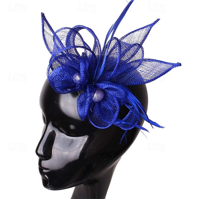 Tocados Lino Artificial Plumas Boda Fiesta de Noche Elegante Boda Con Pluma Celada Sombreros 2025 - $20.99 –P6