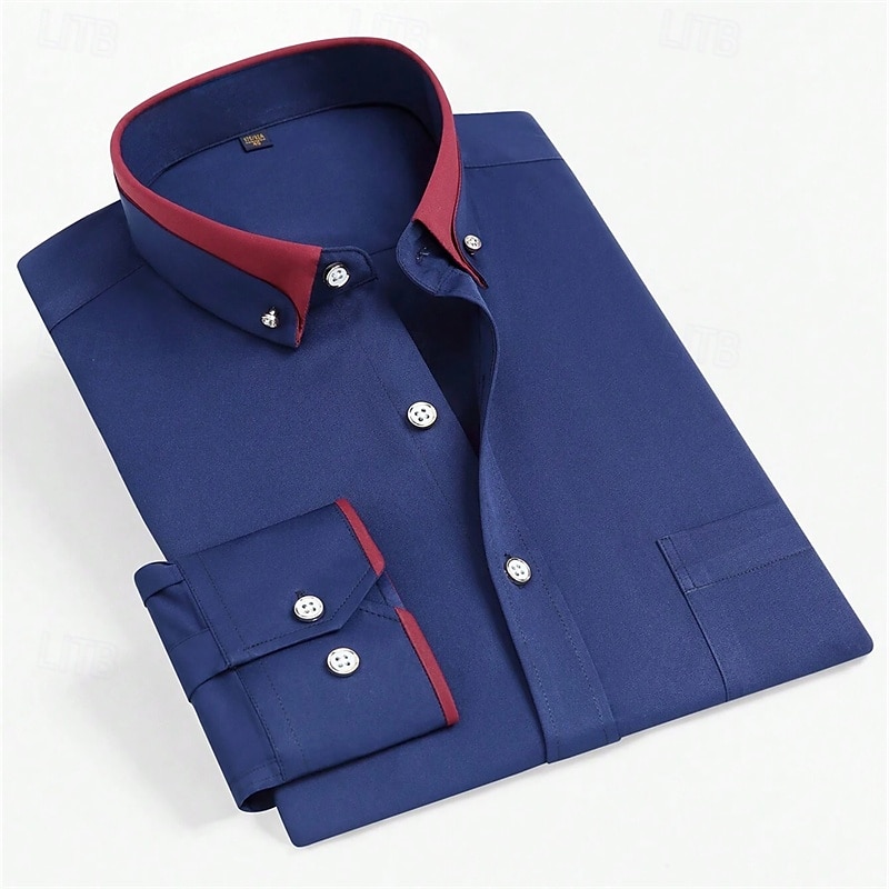 Men's Dress Shirt Button Down Shirt Solid / Plain Color Wedding Light Blue White Light Green Pink Long Sleeve Square All Seasons Clothing Apparel Color Block 2025 - $23.99 –P9