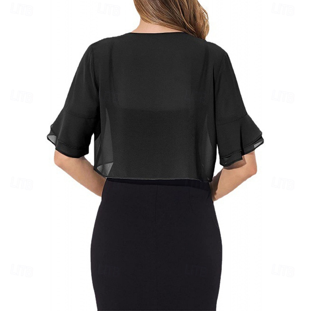 Damesomslag Elegant Mouwloos Chiffon Bruiloftsomslagen Met Pure Kleur Voor Feest Lente zomer 2025 - $11.99 –P6